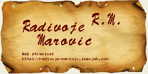 Radivoje Marović vizit kartica